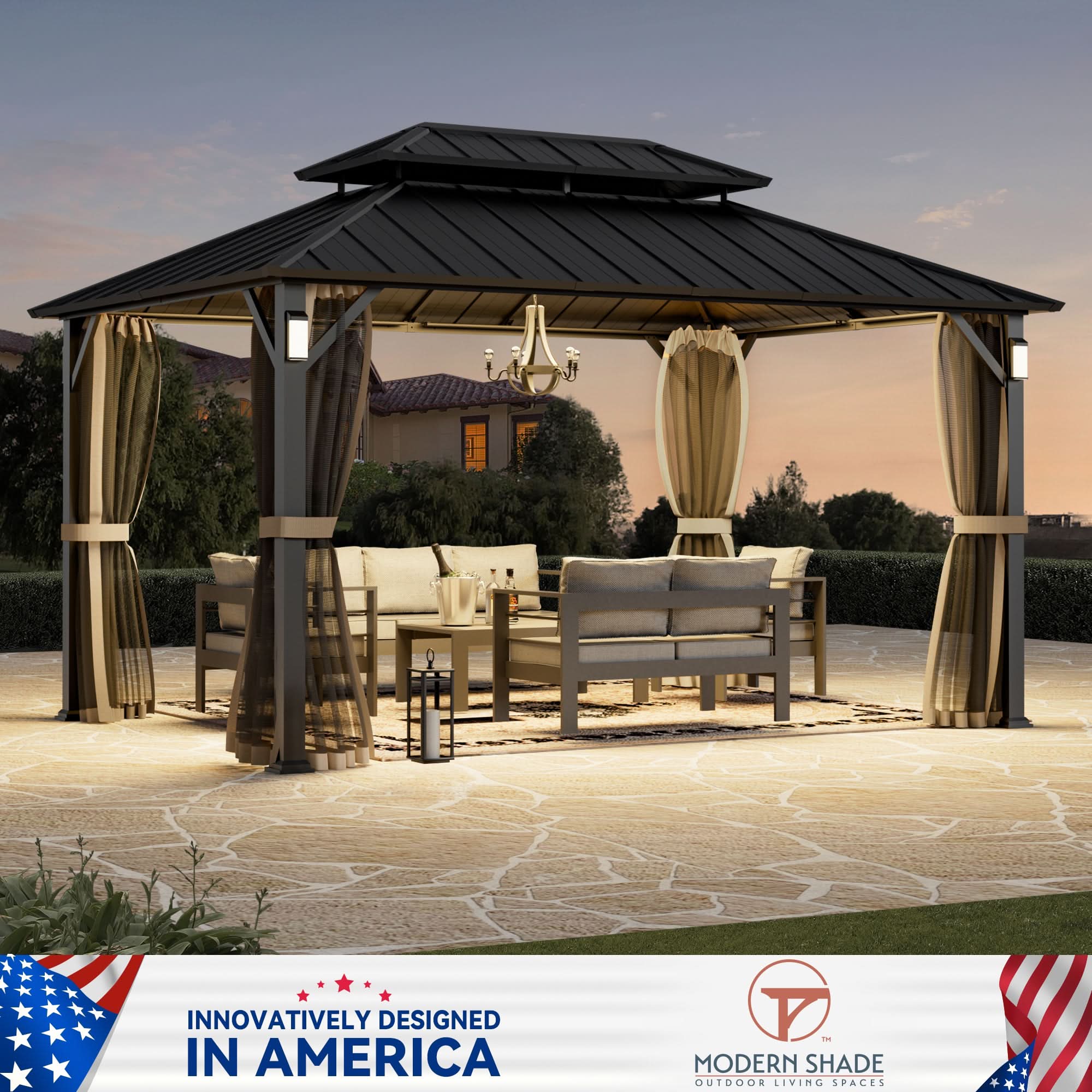 10'x14' The Horizon Metal Hardtop Gazebo – Modern Shade