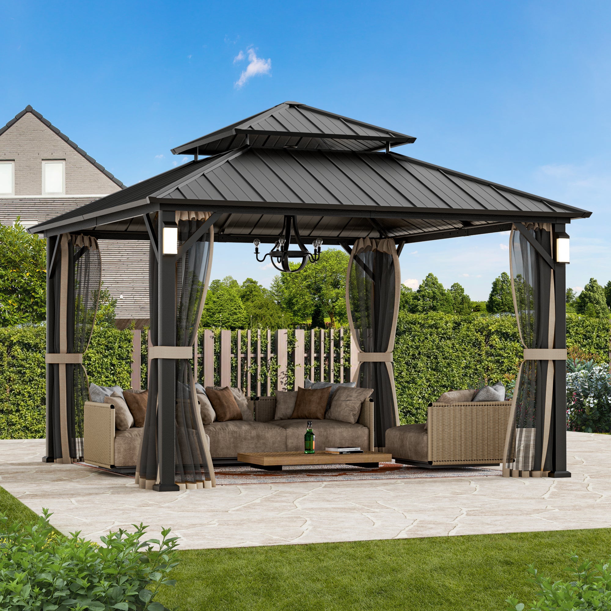 12x12 The Horizon Metal Hardtop Gazebo – Modern Shade