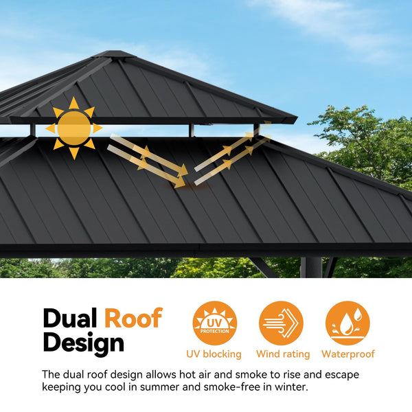 12'x12' The Horizon Metal Hardtop Gazebo