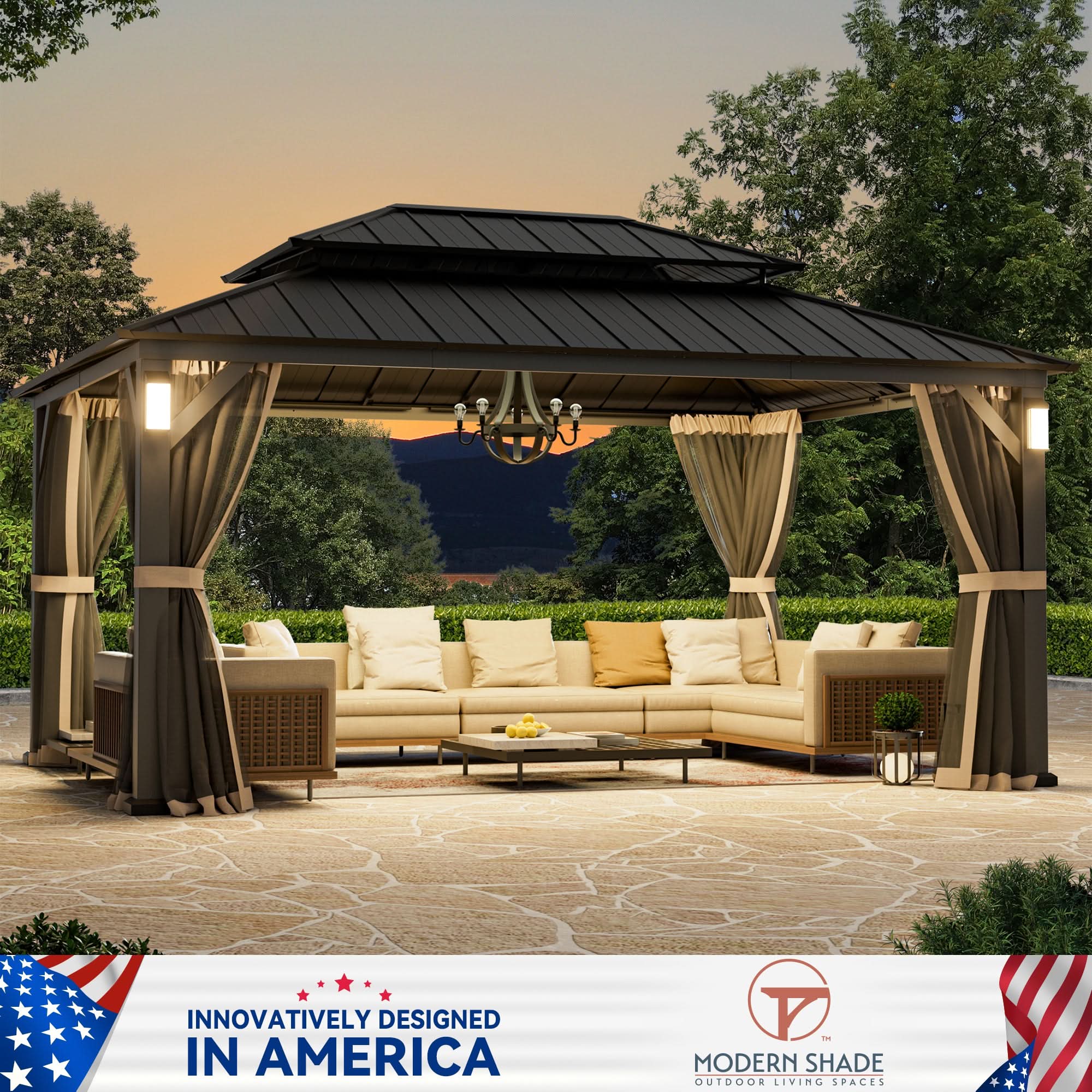 12'x16' The Horizon Metal Hardtop Gazebo – Modern Shade