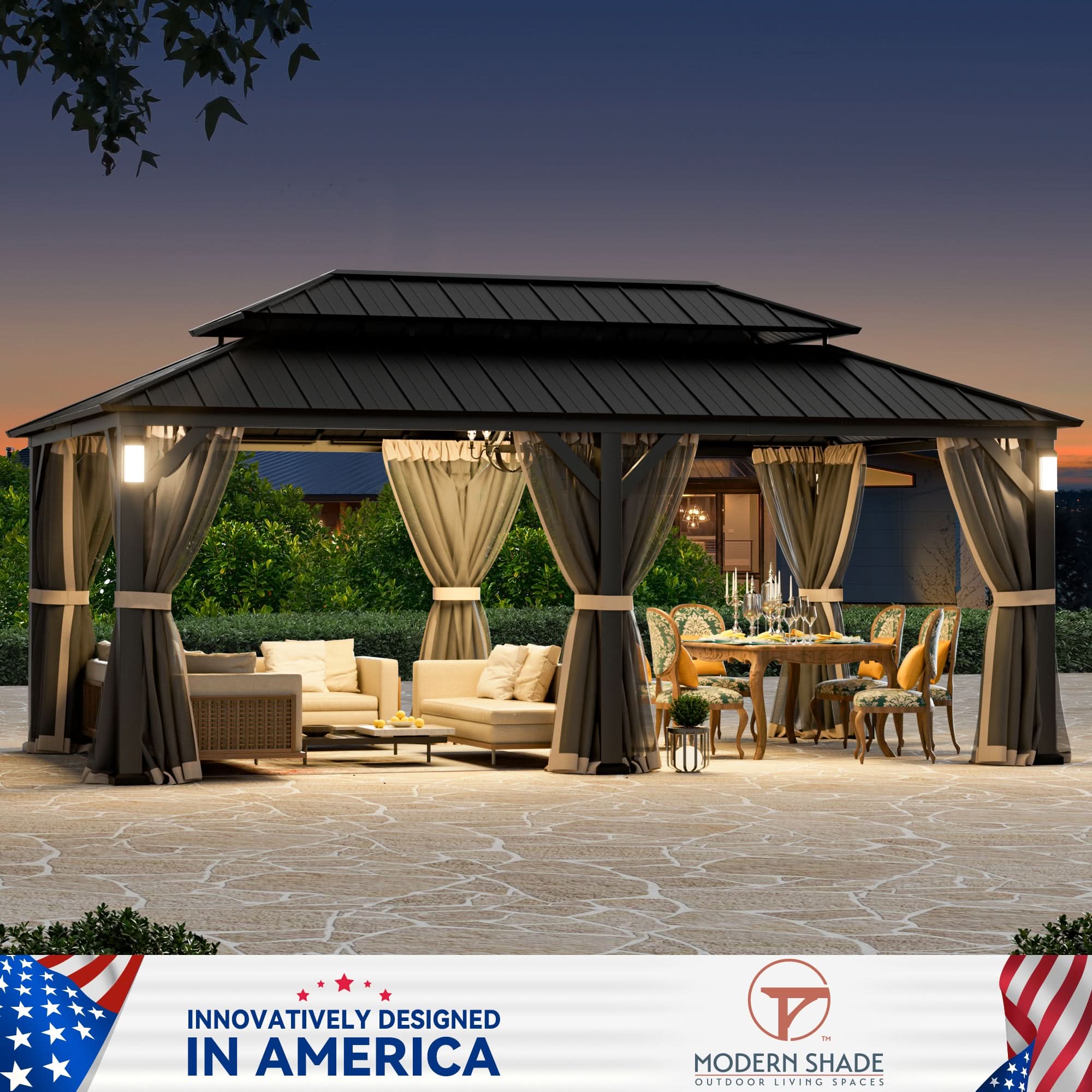 12'x20' The Horizon Metal Hardtop Gazebo – Modern Shade