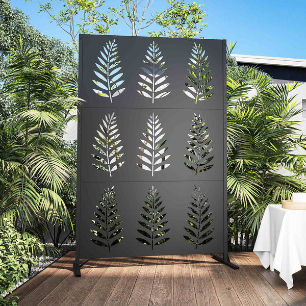 4'x6' Metal Outdoor Privacy Screen with Decorative Pattern