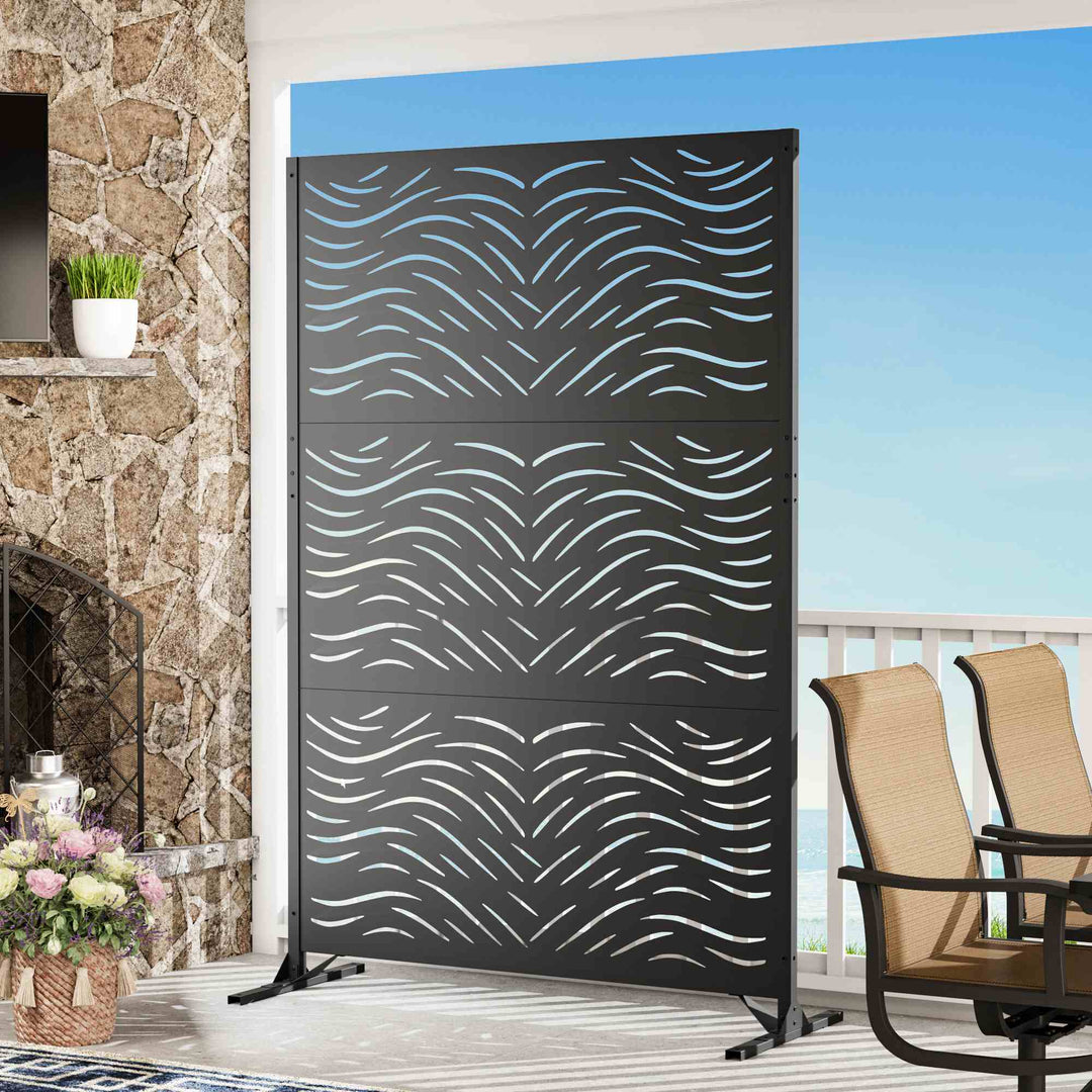 4x6 Metal Outdoor Privacy Screen with Decorative Pattern