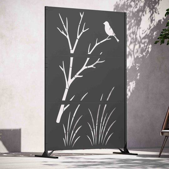 4x6 Metal Outdoor Privacy Screen with Decorative Pattern