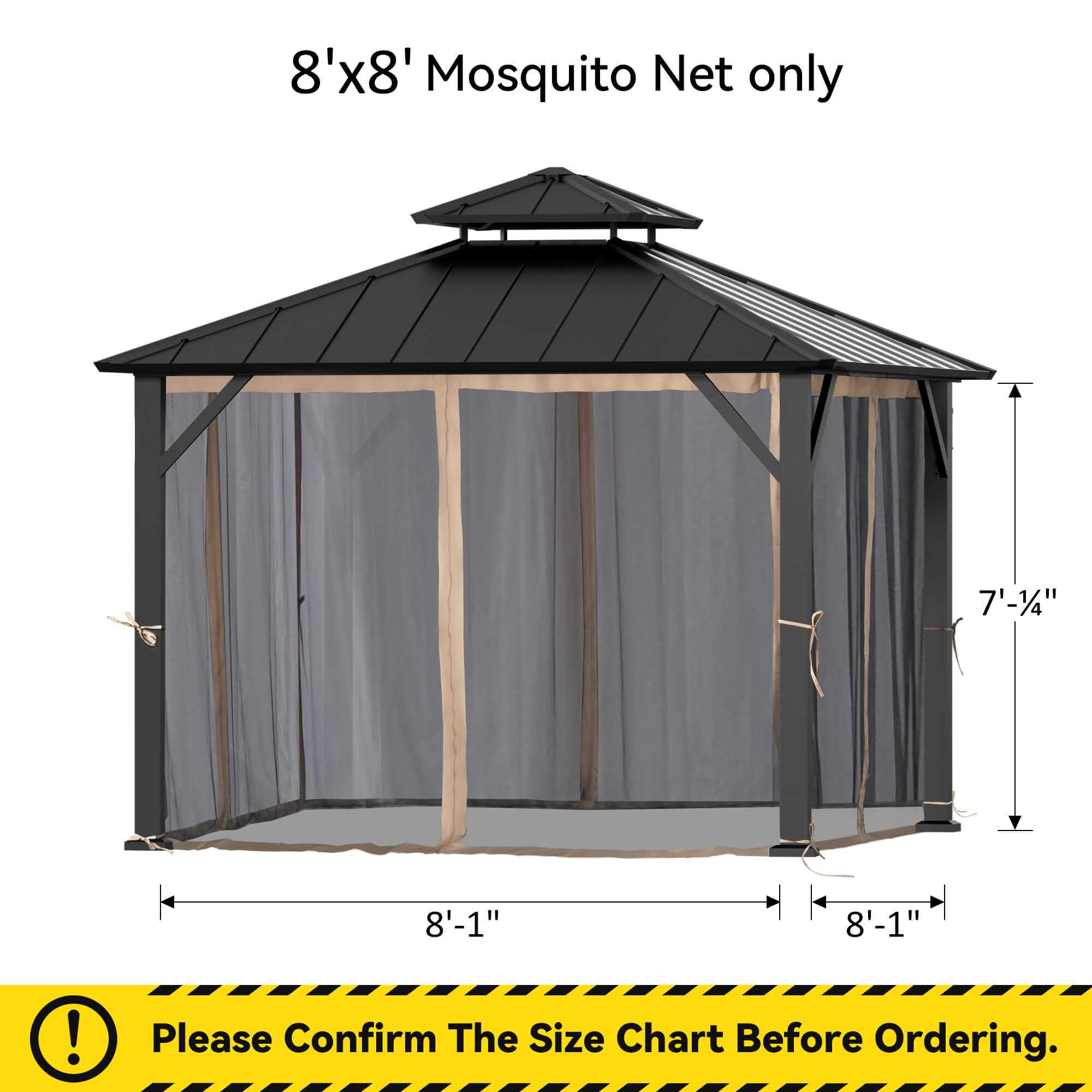 8'x8' Mosquito Netting for Gazebo with Two-way Zipper – Modern Shade