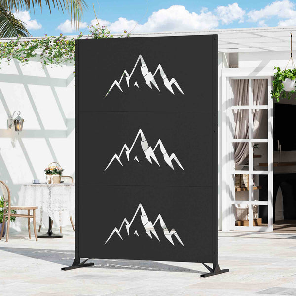 4'x6' Metal Outdoor Privacy Screen with Decorative Pattern