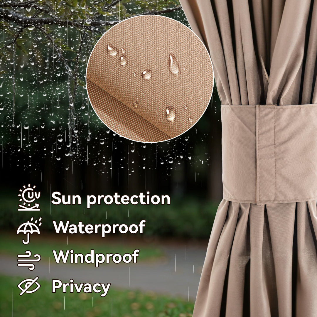 12x14 Privacy Curtain for Gazebo with Two-way Zipper