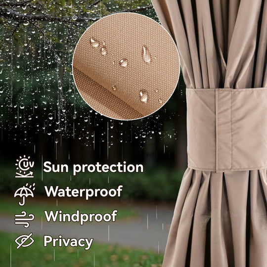 12x14 Privacy Curtain for Gazebo with Two-way Zipper