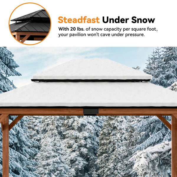 13'x15' Rosewood Cedar Hardtop Gazebo