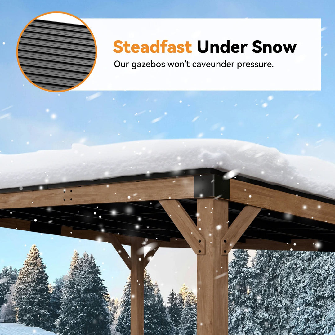 12'x16' Supreme Cedar Hardtop Gazebo with Sloped Roof