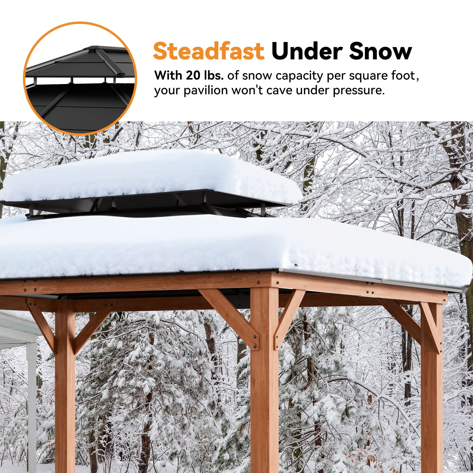 11'x13' Oakwood Oasis Cedar Hardtop Gazebo – Modern Shade