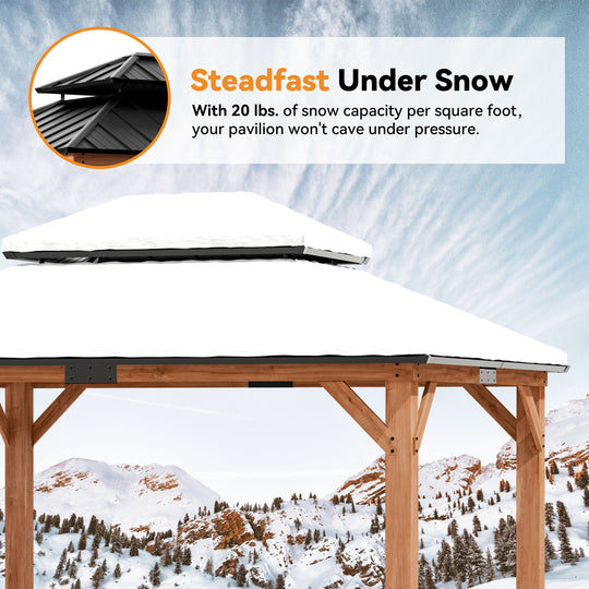 10x12 Rosewood Cedar Hardtop Gazebo