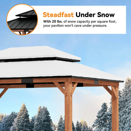 12x16 Rosewood Cedar Hardtop Gazebo