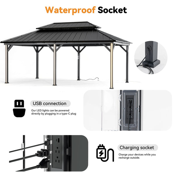 12'x20' Four Seasons Aluminum Hardtop Gazebo