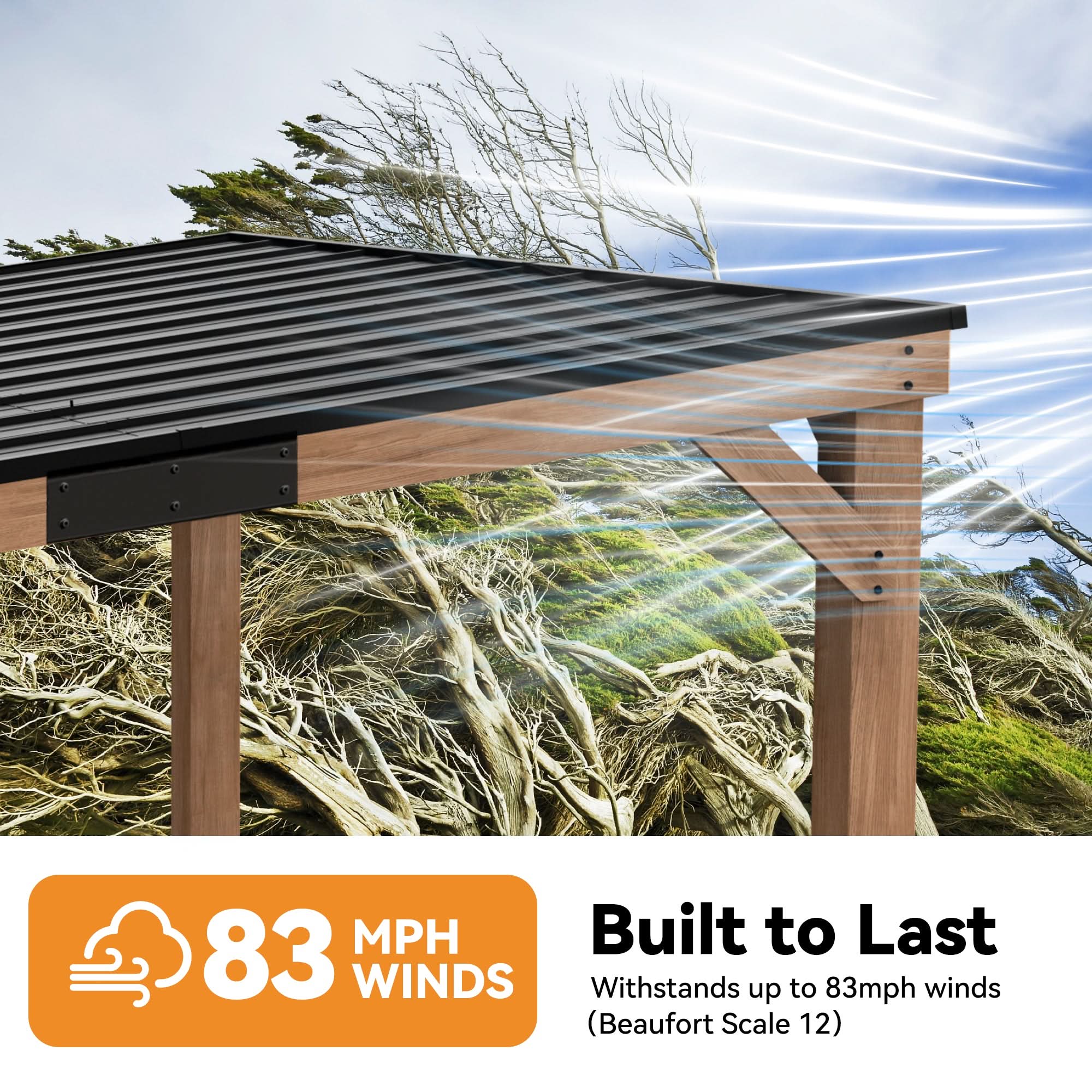 10'x12' Supreme Cedar Hardtop Gazebo with Sloped Roof – Modern Shade