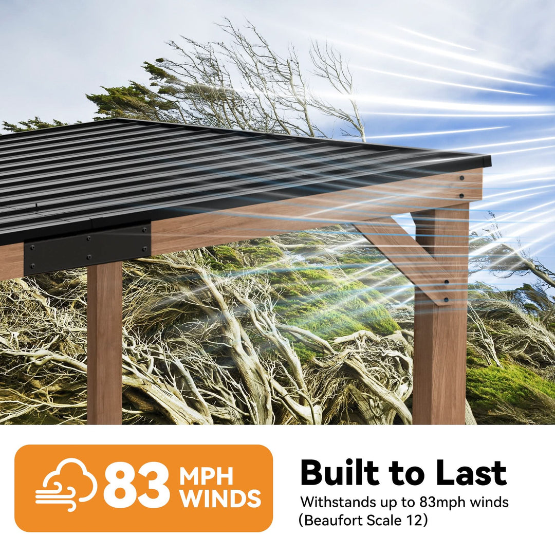 10'x12' Supreme Cedar Hardtop Gazebo with Sloped Roof