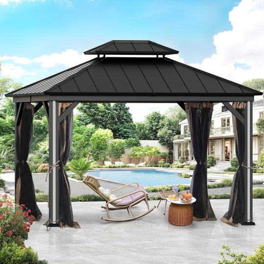 Gazebo Mosquito Netting Replacement Universal 4-Panel Sidewalls Outdoor Gazebo Mosquito Nettings with Double Zipper Garden and Backyard (Mosquito Net Only)