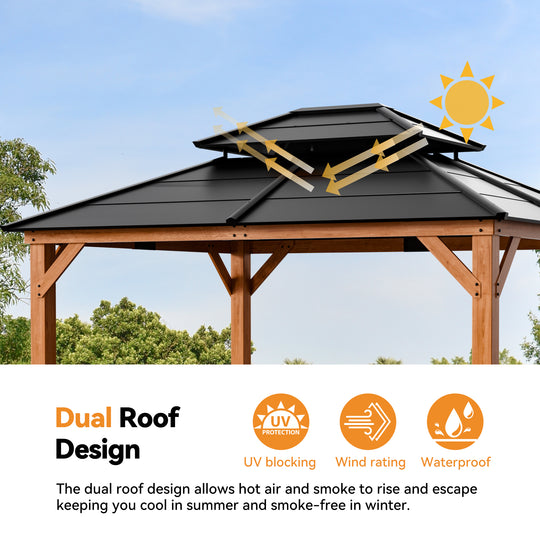11x13 Oakwood Oasis Cedar Hardtop Gazebo