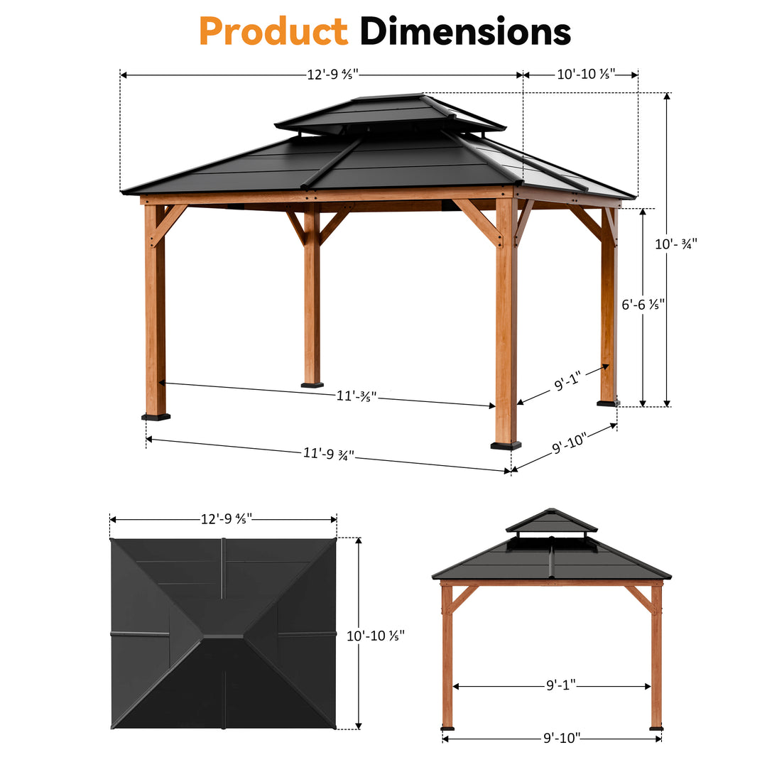 11x13 Oakwood Oasis Cedar Hardtop Gazebo