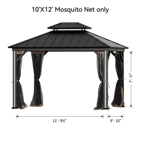 Gazebo Mosquito Netting Replacement Universal 4-Panel Sidewalls Outdoor Gazebo Mosquito Nettings with Double Zipper Garden and Backyard (Mosquito Net Only)