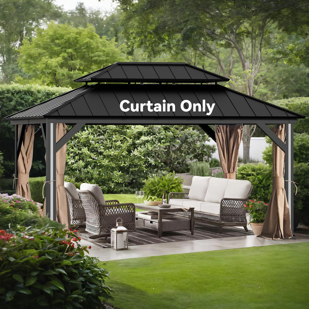 Gazebo Curtain Replacement Universal 4-Panel Sidewalls Outdoor Gazebo Privacy Curtains with Zipper Patio Canopy Garden and Backyard (Curtain Only)