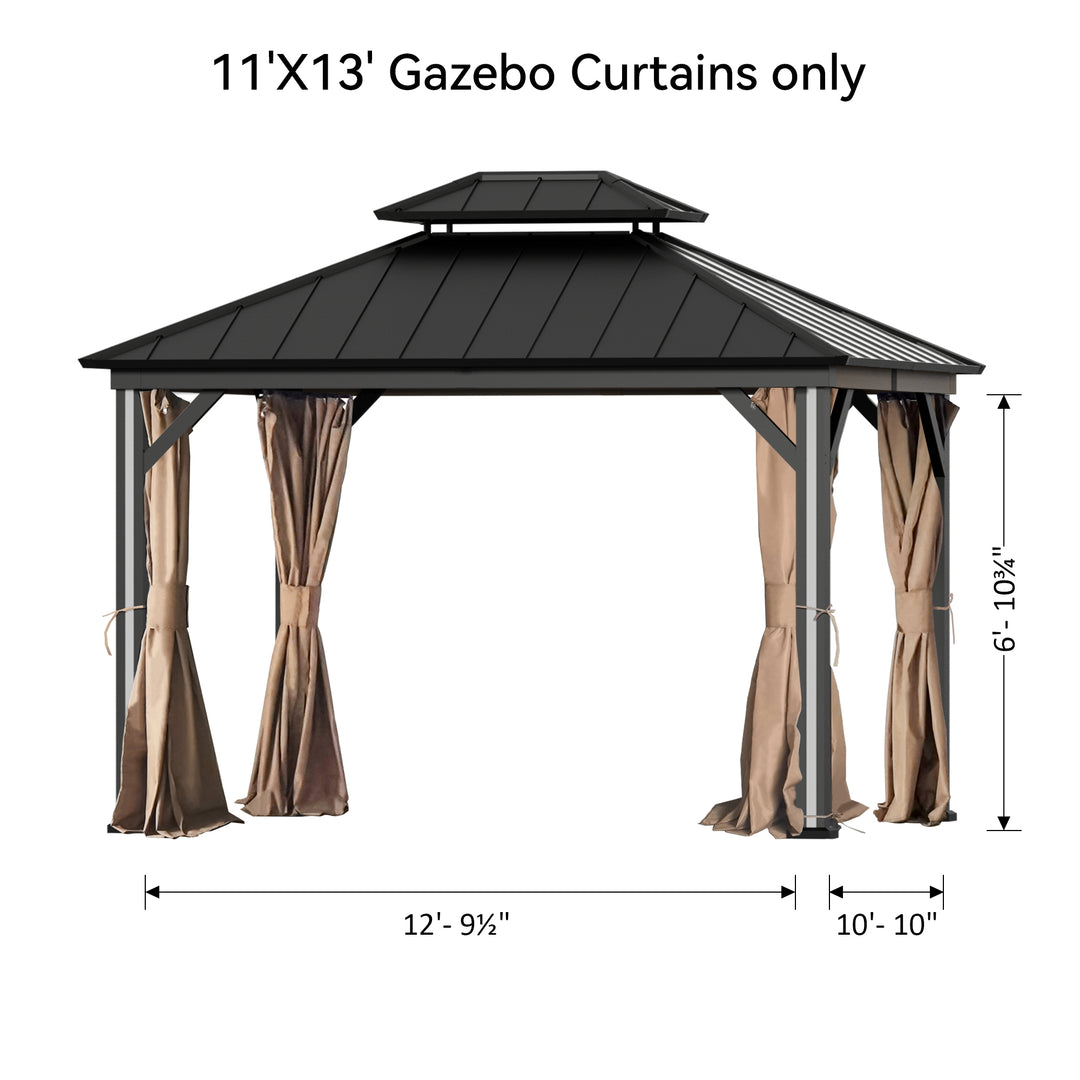 Gazebo Curtain Replacement Universal 4-Panel Sidewalls Outdoor Gazebo Privacy Curtains with Zipper Patio Canopy Garden and Backyard (Curtain Only)