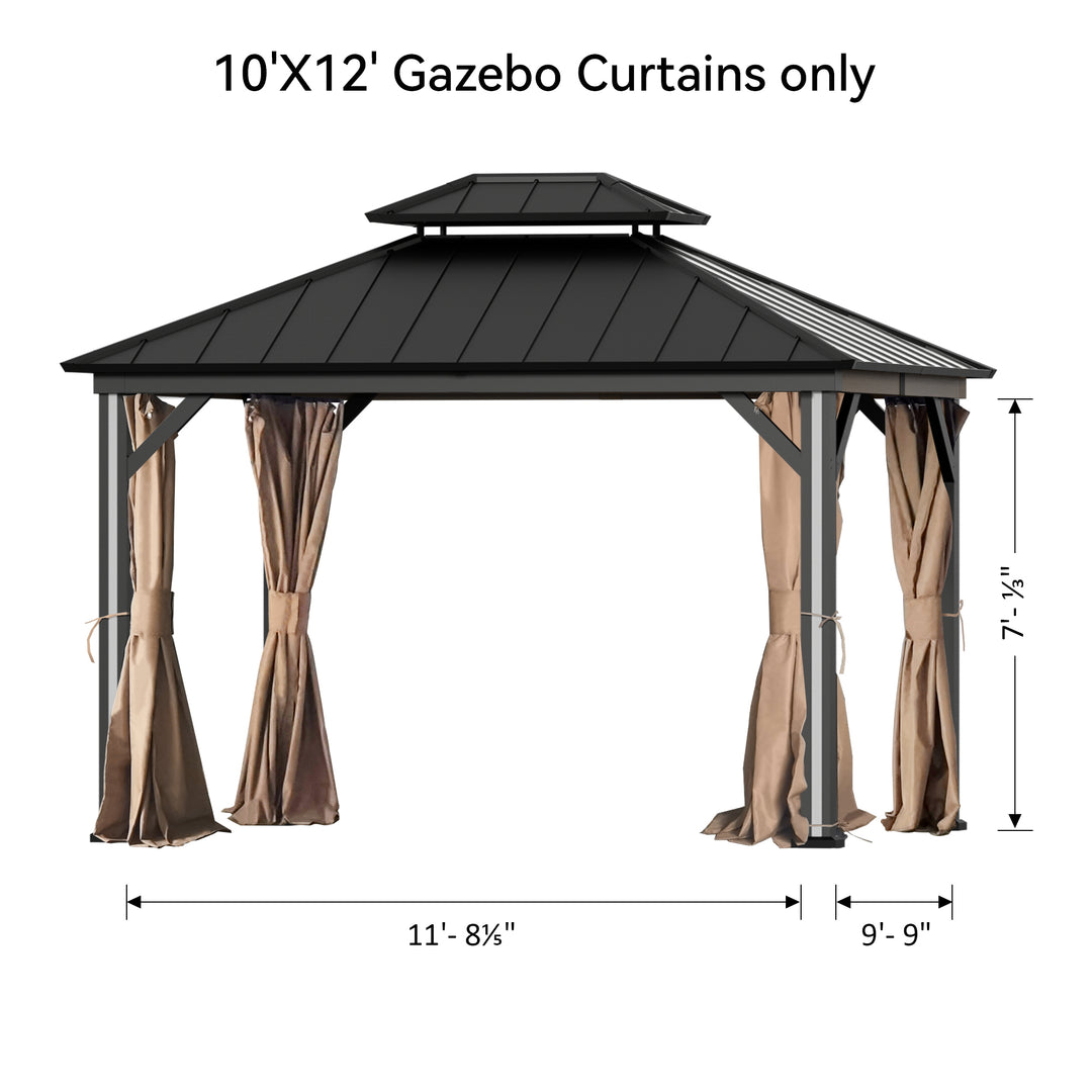 Gazebo Curtain Replacement Universal 4-Panel Sidewalls Outdoor Gazebo Privacy Curtains with Zipper Patio Canopy Garden and Backyard (Curtain Only)