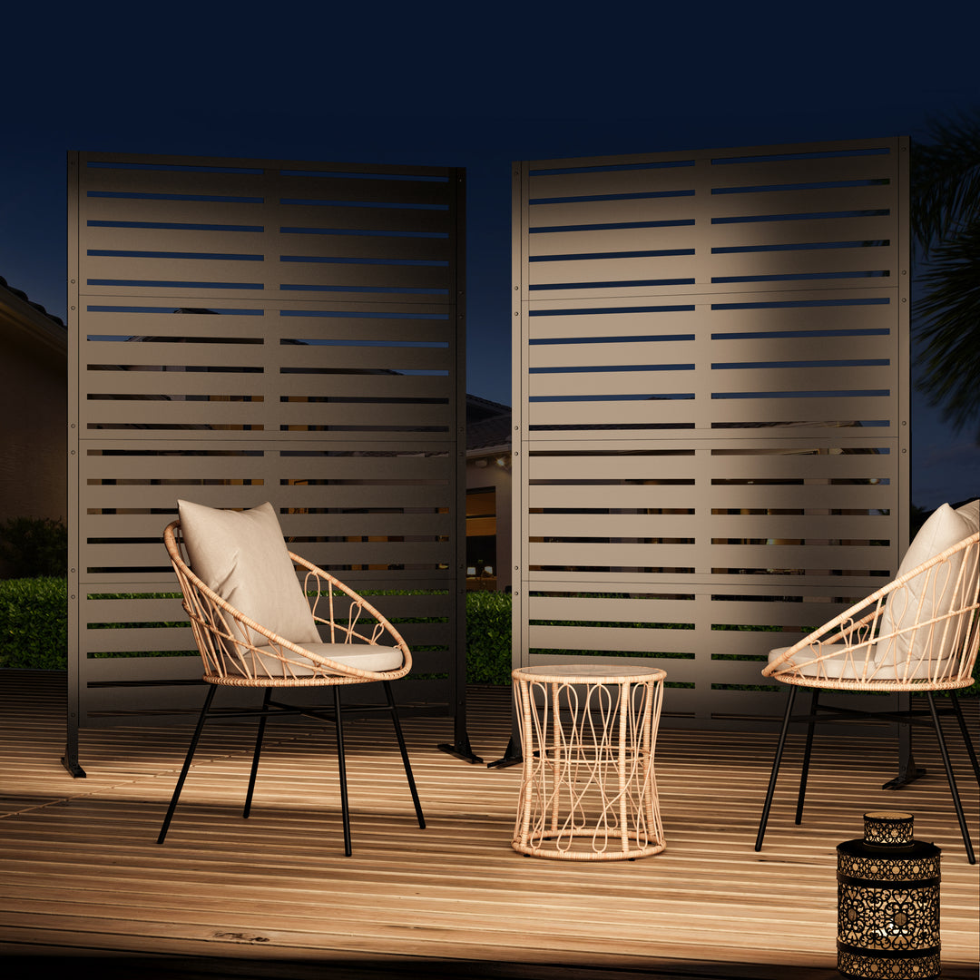 Modern Shade Metal Privacy Screen 72" H x 48" W, Freestanding Decorative Outdoor Privacy Fence Panels for Instant Privacy & Space Division, Patio Screens for Patios Outside Outdoor, Black