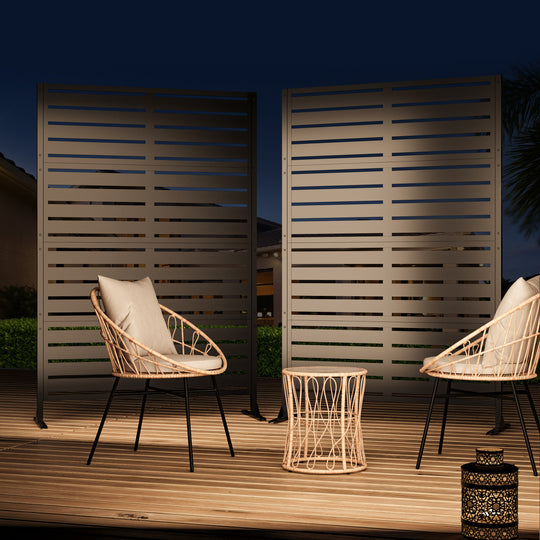 Modern Shade Metal Privacy Screen 72" H x 48" W, Freestanding Decorative Outdoor Privacy Fence Panels for Instant Privacy & Space Division, Patio Screens for Patios Outside Outdoor, Black