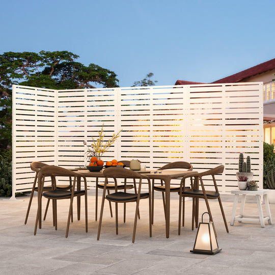 Modern Shade Metal Privacy Screen 72" H x 48" W, Freestanding Decorative Outdoor Privacy Fence Panels for Instant Privacy & Space Division, Patio Screens for Patios Outside Outdoor, White