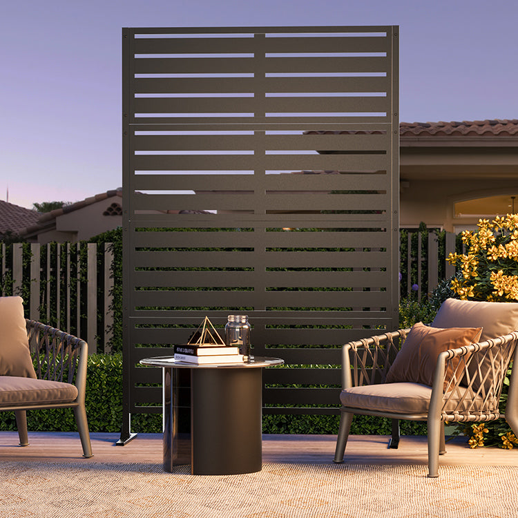 (1 Panel) Modern Shade Metal Privacy Screen 72" H x 48" W, Freestanding Decorative Outdoor Privacy Fence Panels for Instant Privacy & Space Division, Patio Screens for Patios Outside Outdoor, Black