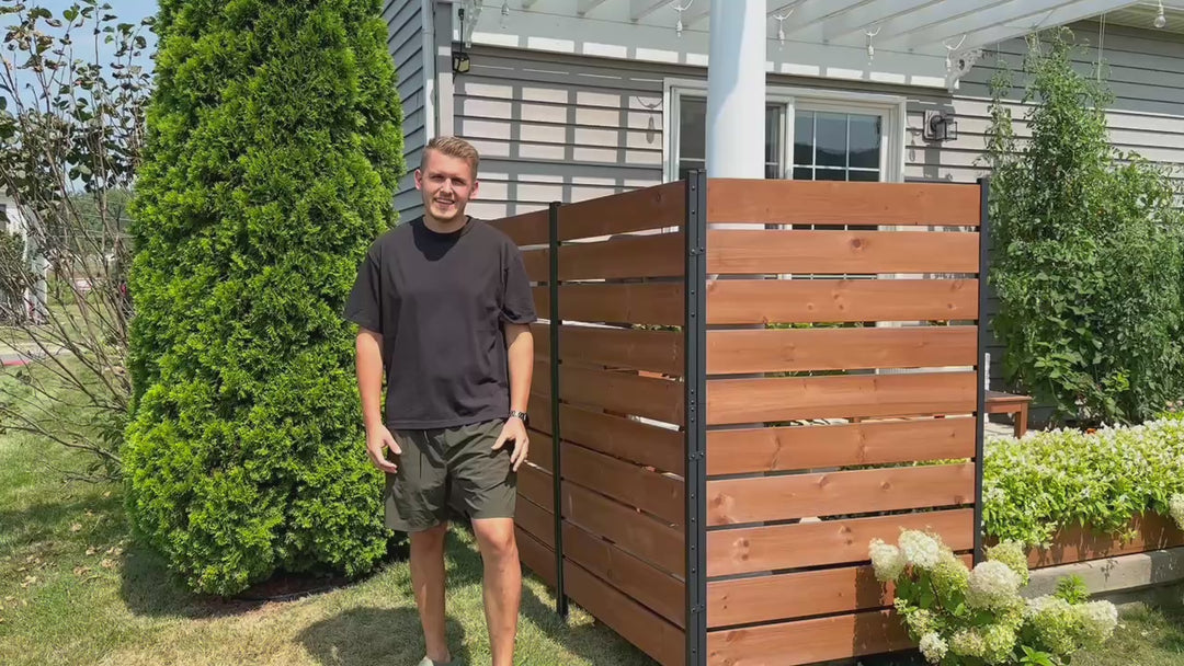 Modern Shade No Dig Freestanding Wood Privacy Fence Screen 5ft H x 3.3ft W Natural Wood, Outdoor Privacy Fence Panel for Deck Balcony Patio, Conceals Trash Cans Air Conditioner, Ultimate Fence Privacy Screen