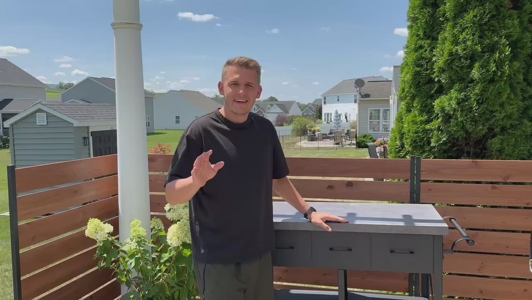 Grill Cart with Marble-Textured Countertop