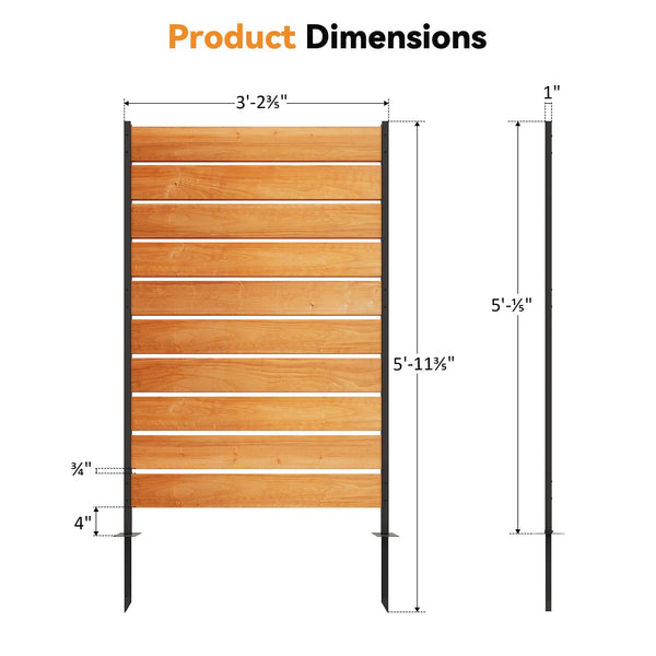 5'x3.3' Cedar Privacy Screens for Fence with No-Dig Installation