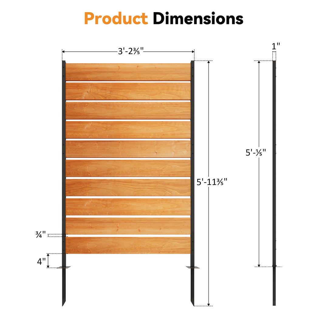 5x3.3 Cedar Privacy Screens for Fence with No-Dig Installation