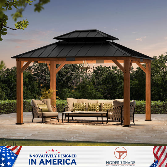 10x12 Rosewood Cedar Hardtop Gazebo
