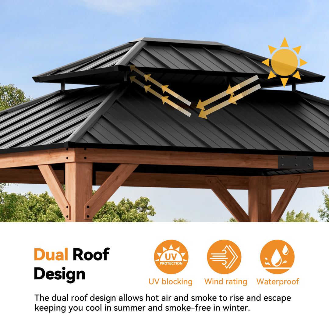 10x12 Rosewood Cedar Hardtop Gazebo