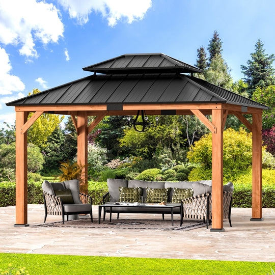 10x12 Rosewood Cedar Hardtop Gazebo