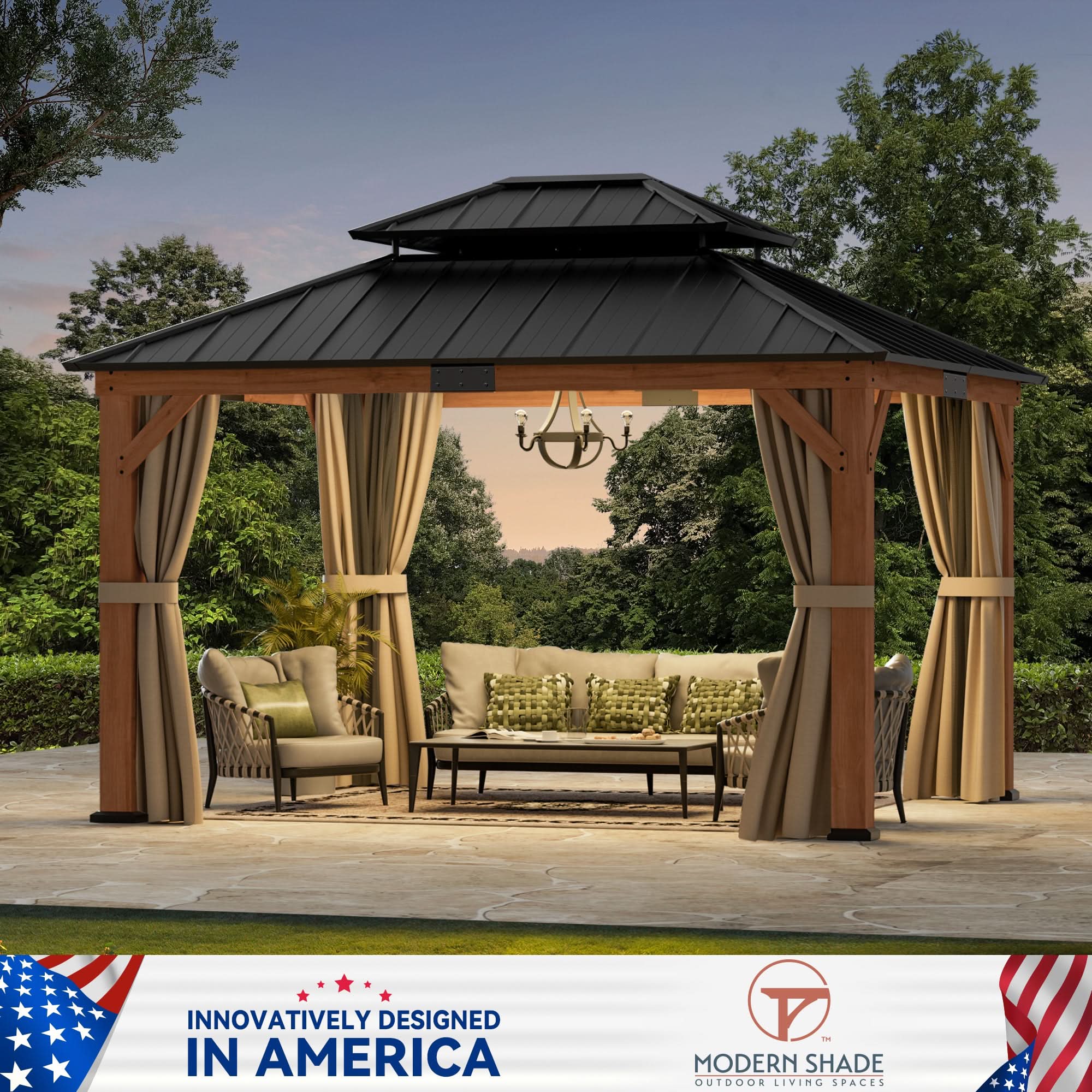 10'x12' Rosewood Cedar Hardtop Gazebo