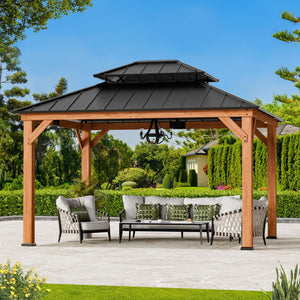 11'x13' Rosewood Cedar Hardtop Gazebo