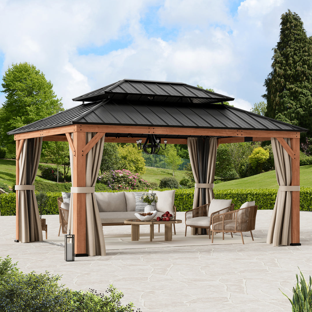 12x16 Rosewood Cedar Hardtop Gazebo