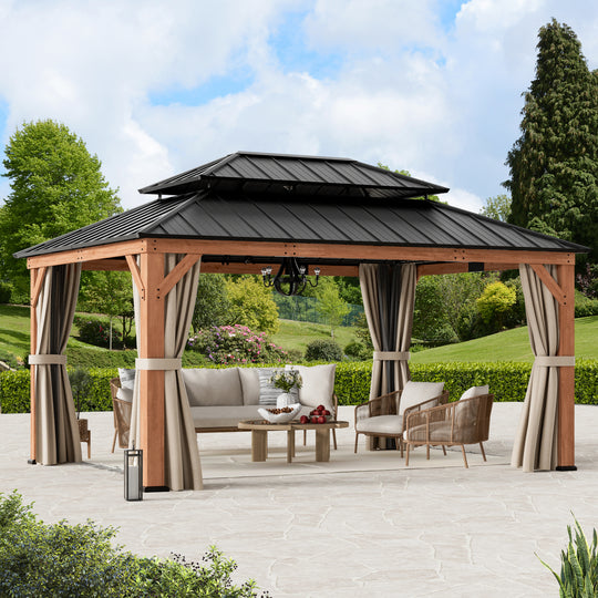 12x16 Rosewood Cedar Hardtop Gazebo