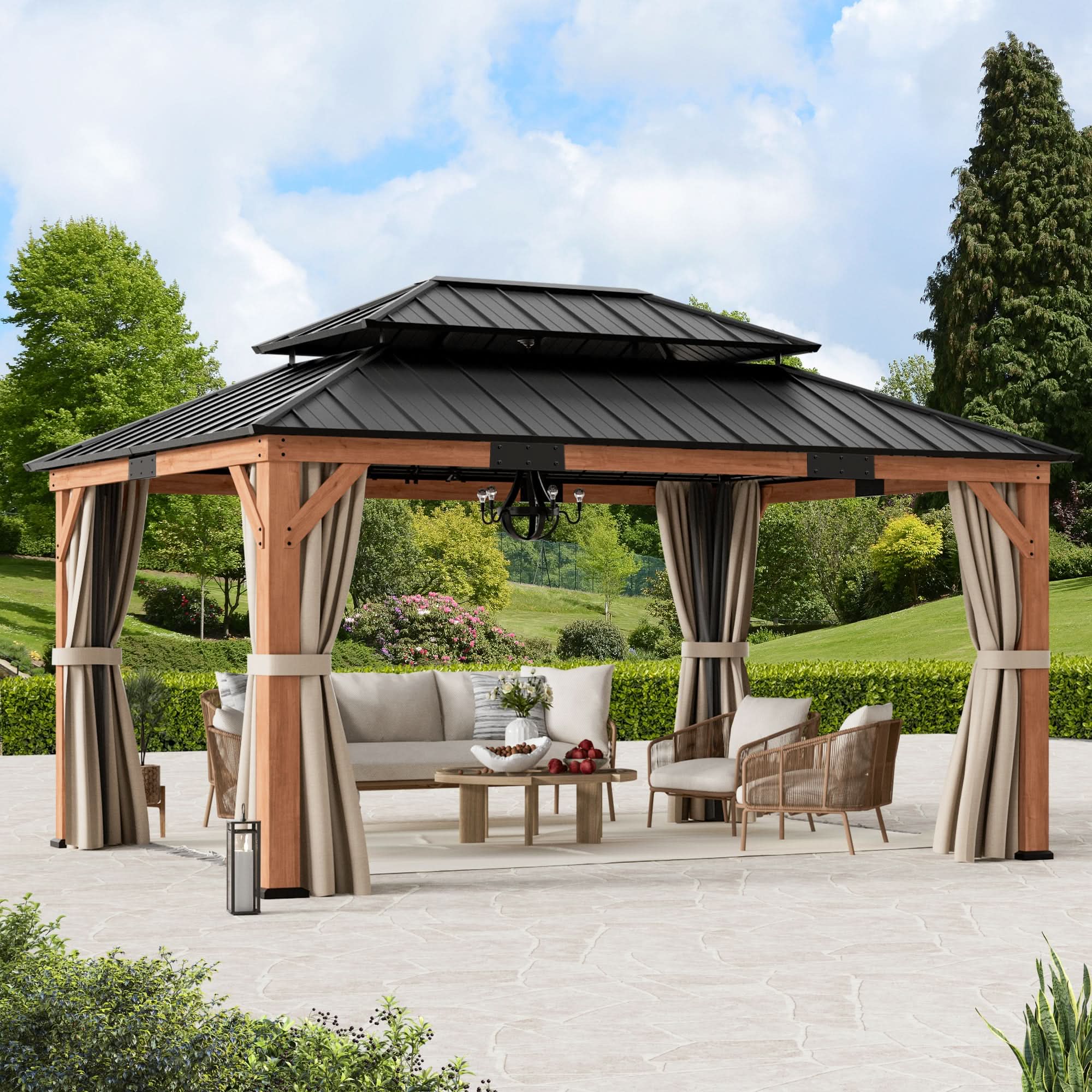 Rosewood Cedar Hardtop Gazebo