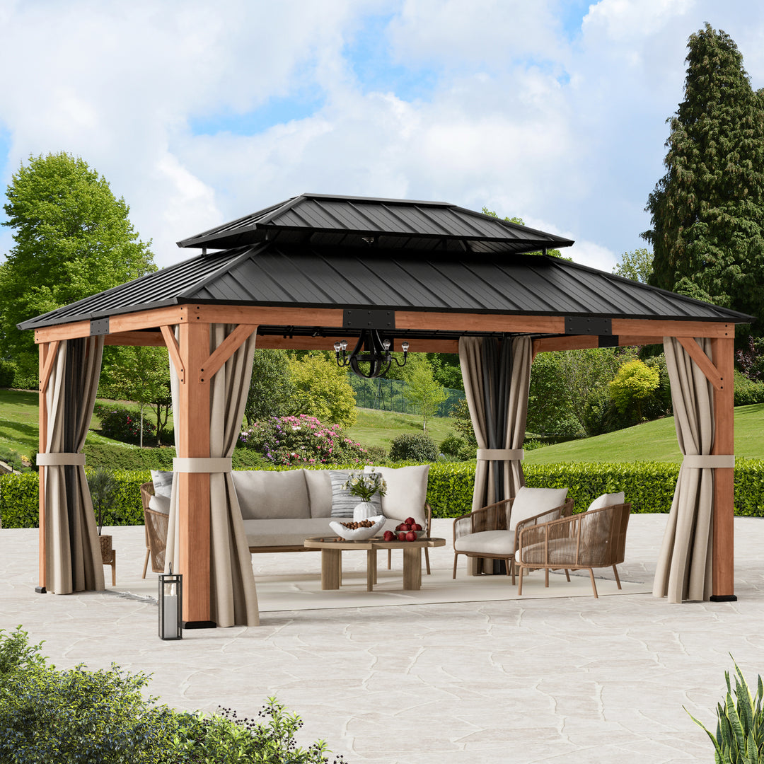 12x16 Rosewood Cedar Hardtop Gazebo