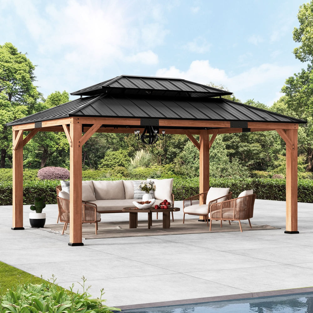 12'x16' Rosewood Cedar Hardtop Gazebo