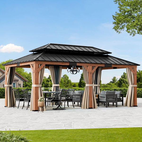 12x20 Rosewood Cedar Hardtop Gazebo