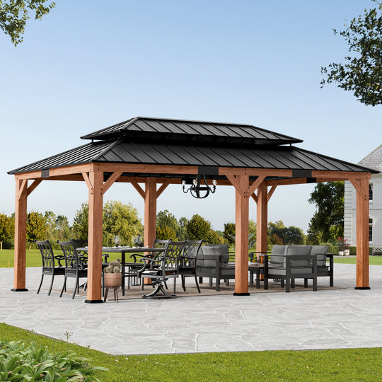 12x20 Rosewood Cedar Hardtop Gazebo