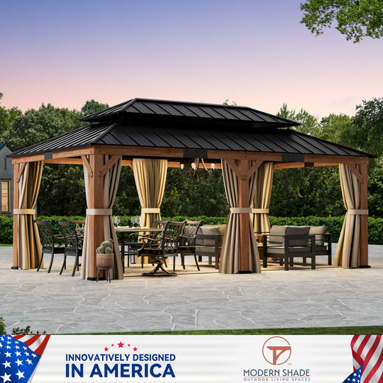 12x20 Rosewood Cedar Hardtop Gazebo