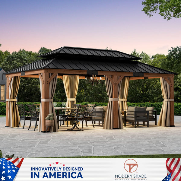 12x20 Rosewood Cedar Hardtop Gazebo