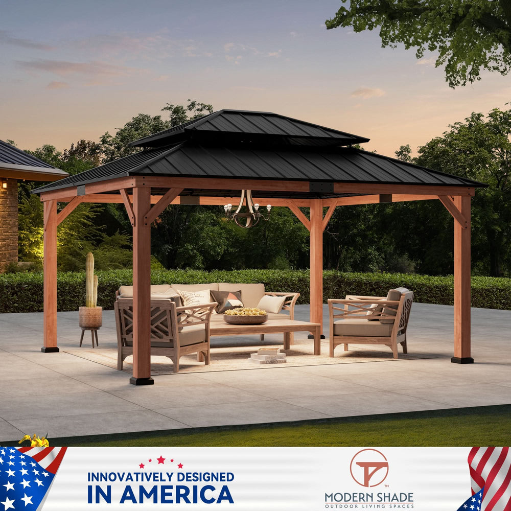 13'x15' Rosewood Cedar Hardtop Gazebo